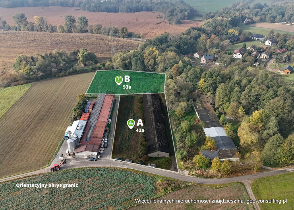 Działka Sprzedaż Radwanowice Działka komercyjna okolice Krakowa 42a UC Radwanowice gm. Zabierzów